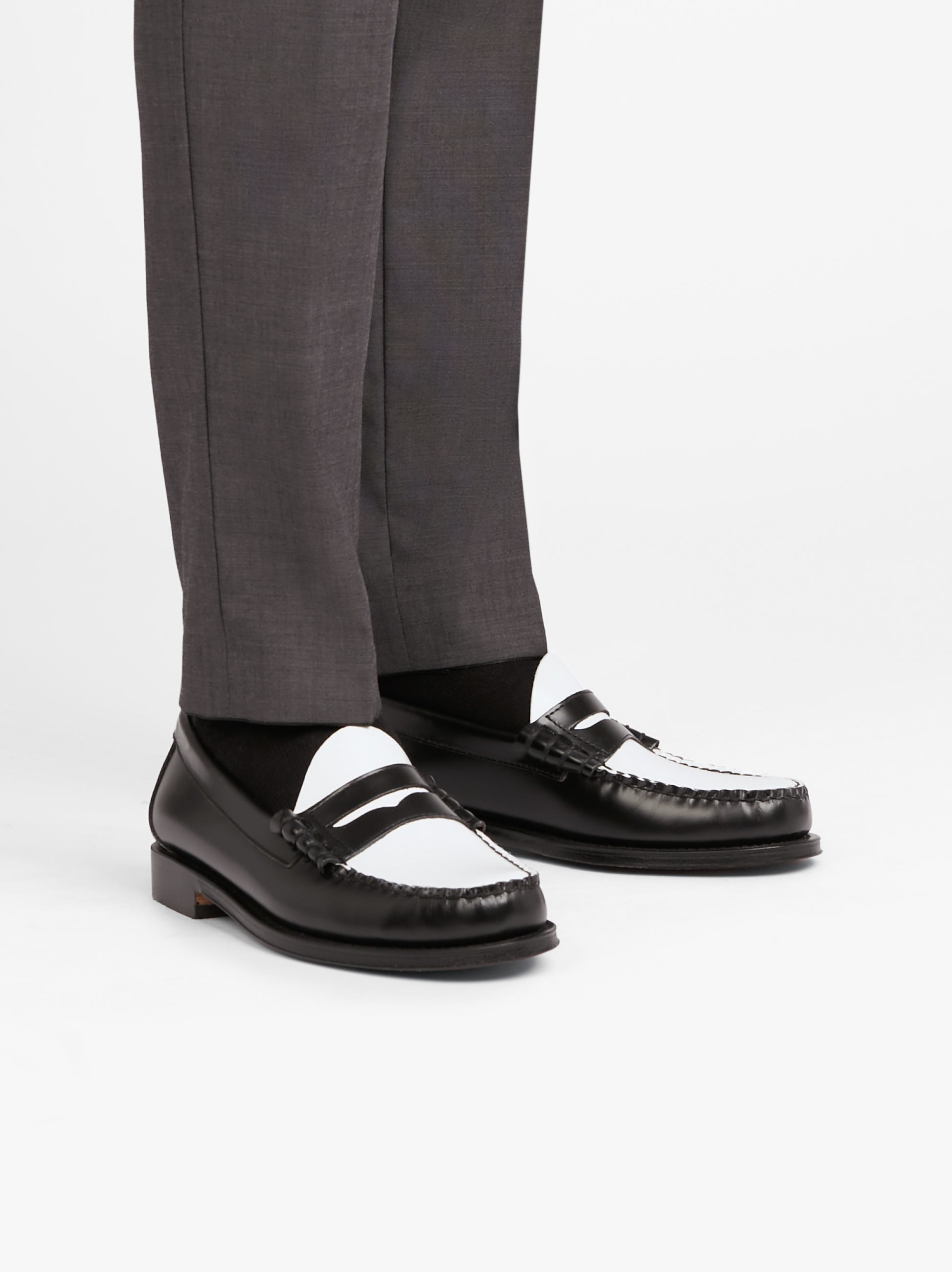 Black And White Mens Penny Loafers | Black And White Loafers 