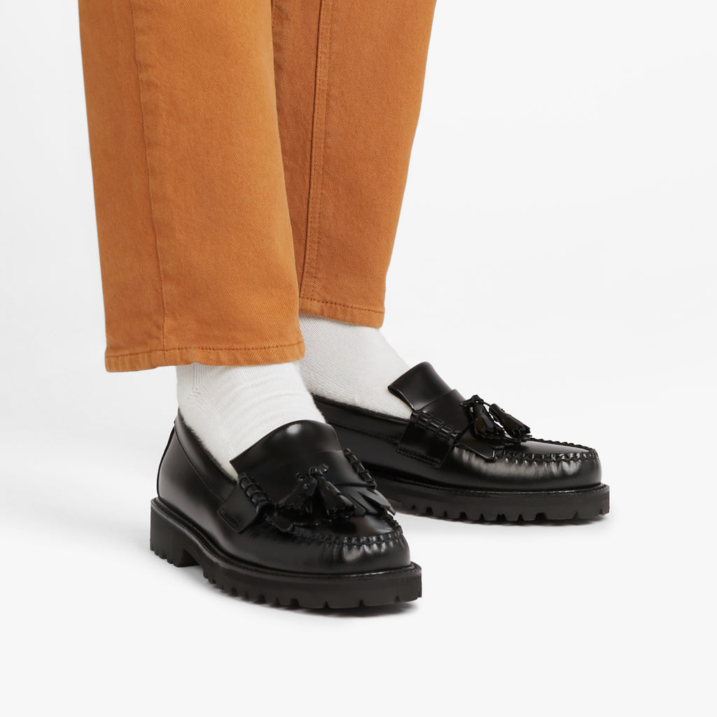 Kiltie Loafers Mens Black Leather Loafers – –