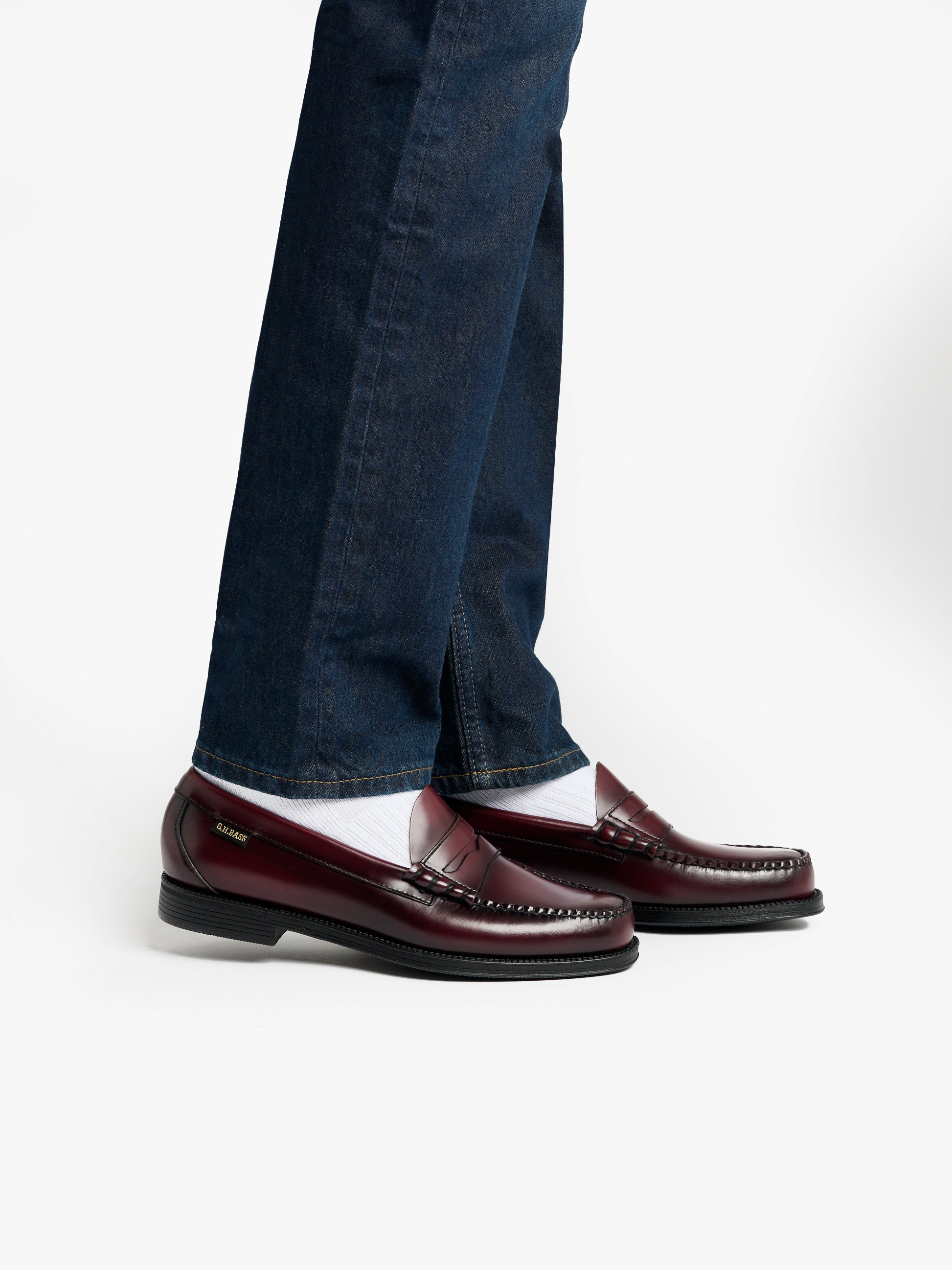 Easy Weejuns Larson Flag Penny Loafers In A Rich Wine Leather