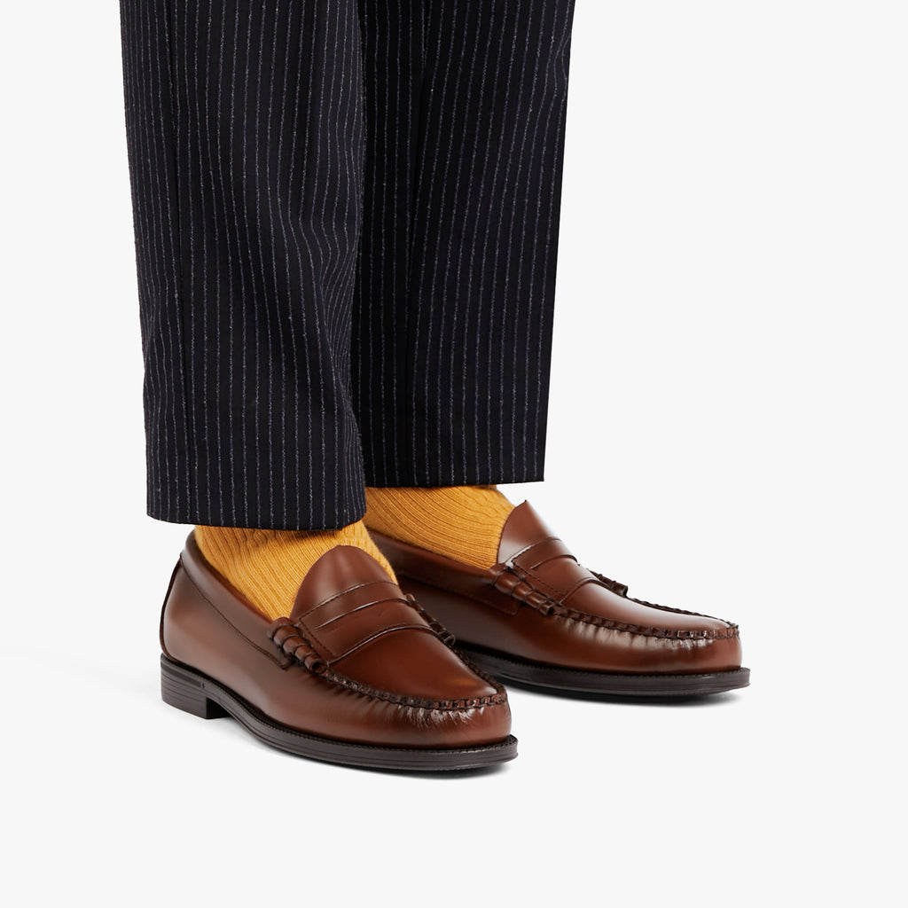 Gh Bass Derby Shoes Mens Easy Weejuns Loafers In Sleek Brown Leather –