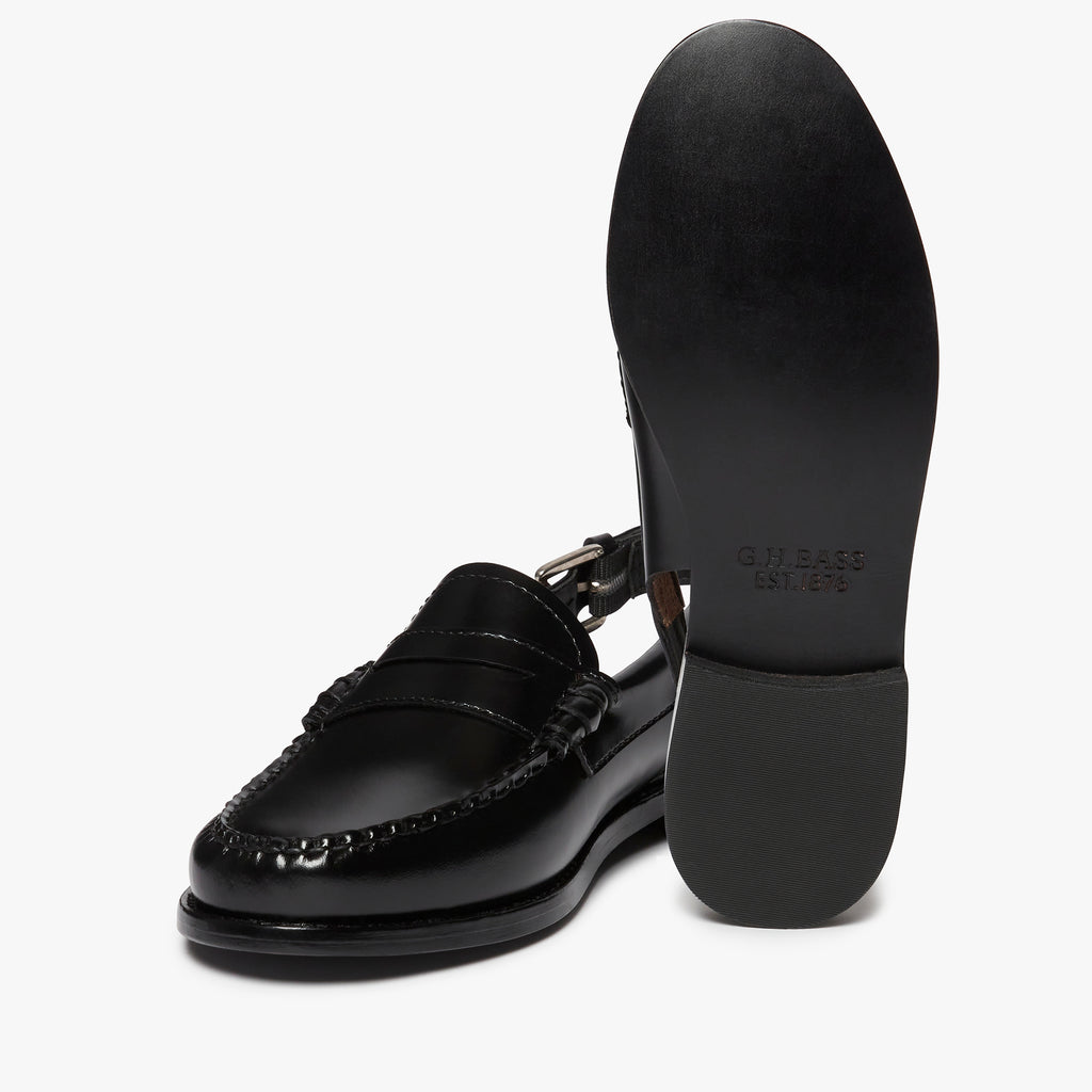 bass black dress shoes Weejuns Slingback Penny Loafers – G.H.BASS 1876 pair:ruelle-textured-statement-drop-earrings-gold John Galt Womens Black SIZE:9 US - 26 MX Featuring a smooth seamless