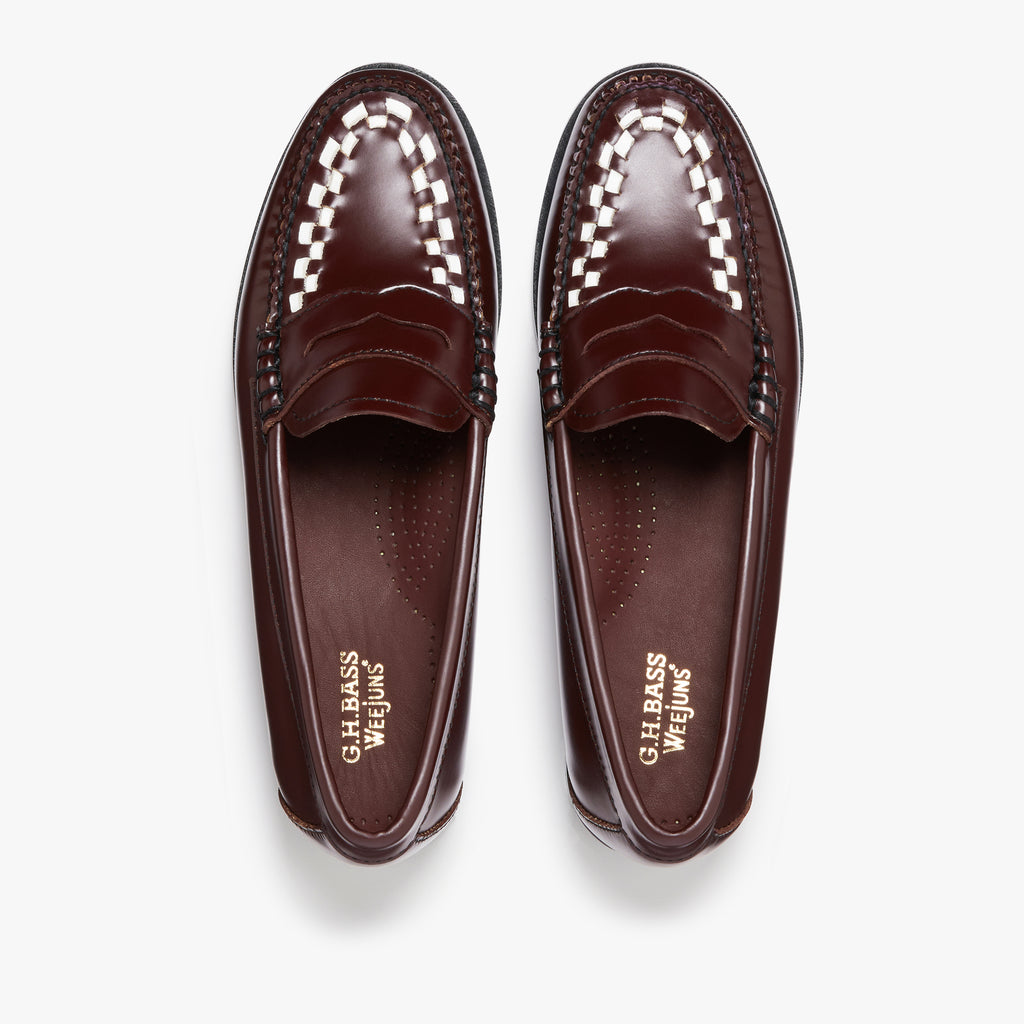 Bass Weejuns Rooney Wine Polished Leather Hand Stitched Upper Penny Loafer Shoe Easy Weejuns Lincoln Horsebit Penny Loafers in Wine Leather  main image 4