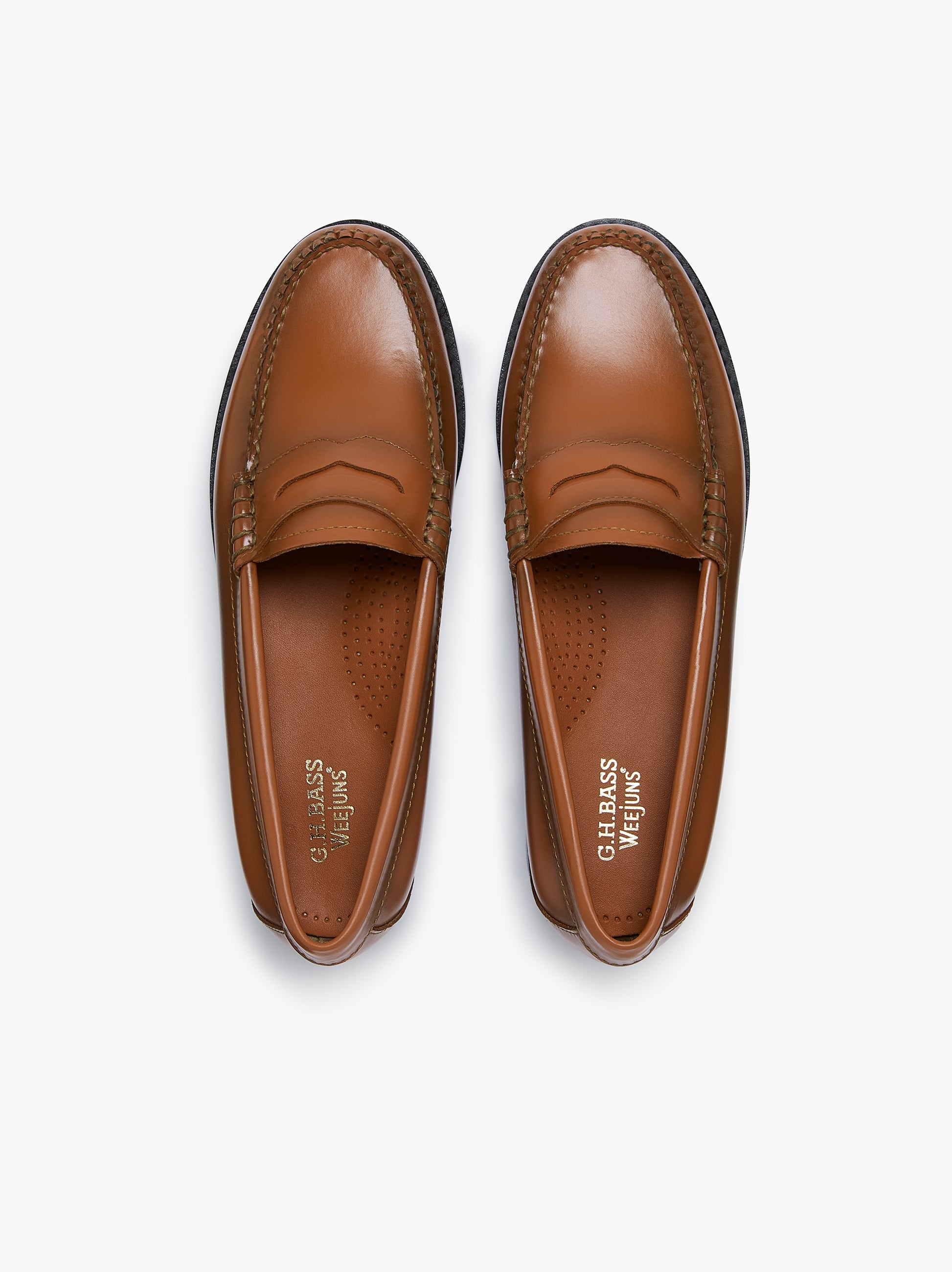 Weejuns Penny Loafers In a Polished Bombay Brown Leather - G.H.
