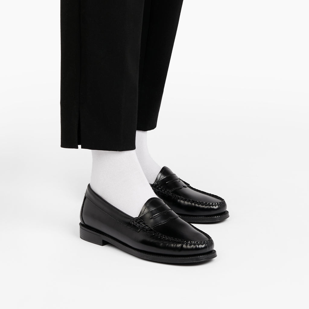 Black Leather Penny Loafers Womens Womens Black Leather Loafers
