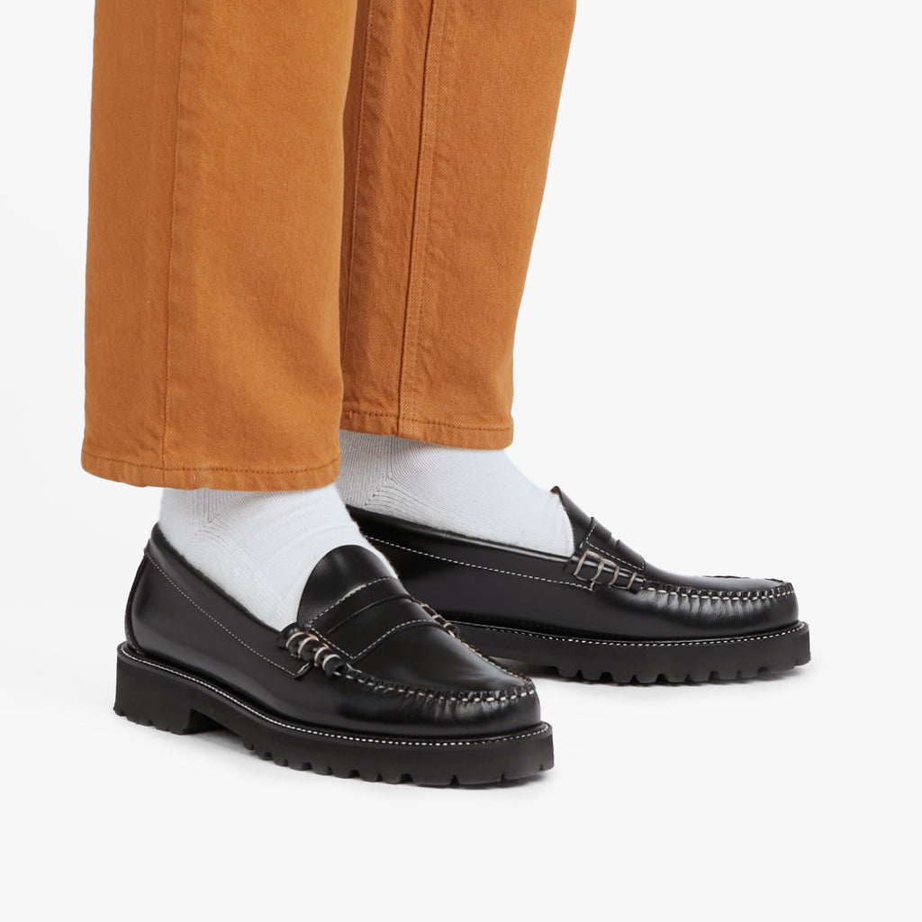 Mens Black Loafers With White Stitching | Mens Shoes 90S – G.H. 