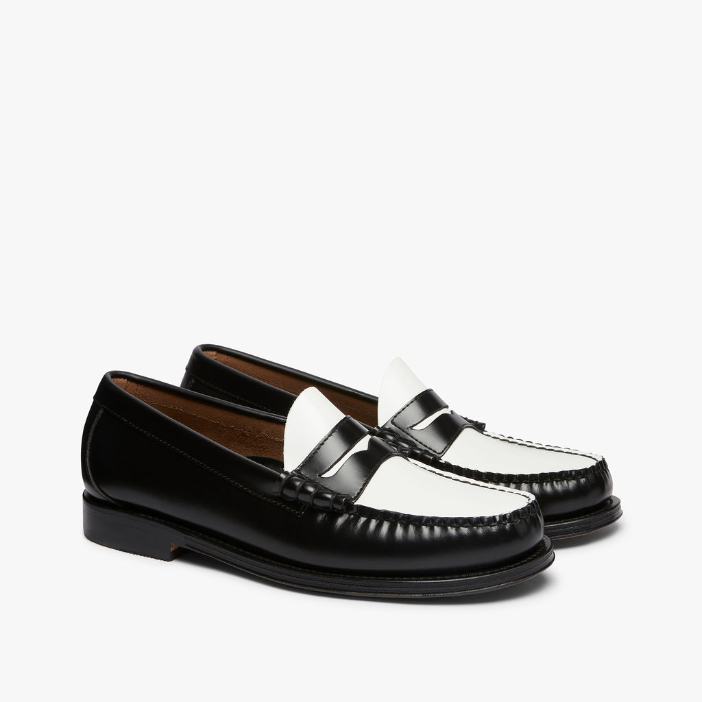Mens Weejuns Larson Penny Loafers In Black And White
