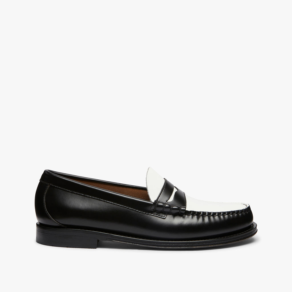 Mens Weejuns Larson Penny Loafers In Black And White