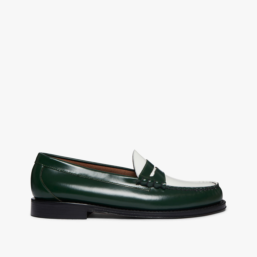 Mens Weejuns Larson Penny Loafers In Green And White - G.H.BASS 