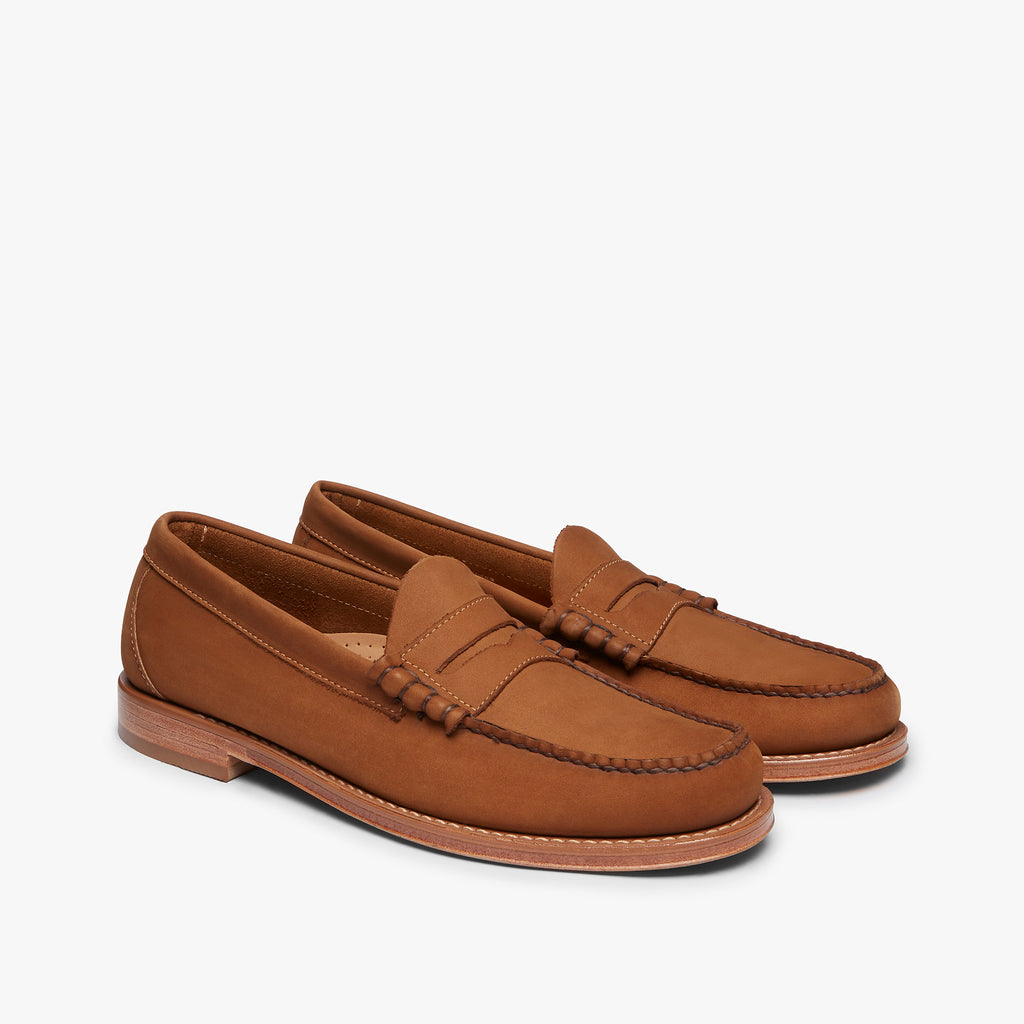Mens Weejuns Larson Penny Loafers In Nubuck Tan Leather  display picture 1