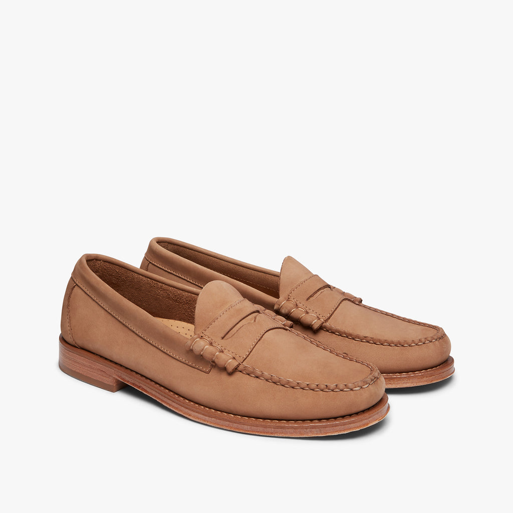 Mens Weejuns Larson Penny Loafers In Earthy Nubuck Leather