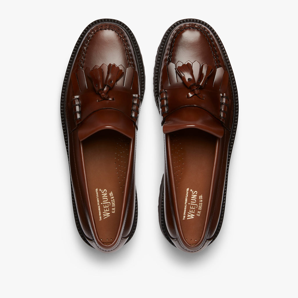 Kiltie Loafers Mens | Bass Kiltie Loafers â€“ G.H.BASS  G.H. Bass Weejuns Mens 12 D Brown Leather Tassel Kiltie Loafers Dress Shoes main image 1
