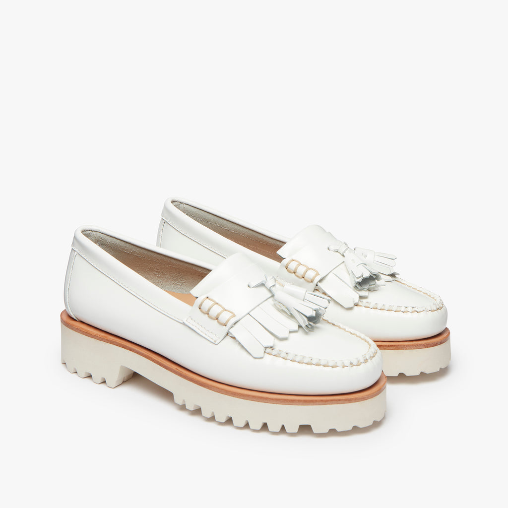 Womens White Loafers With Tassels White Leather Loafers –