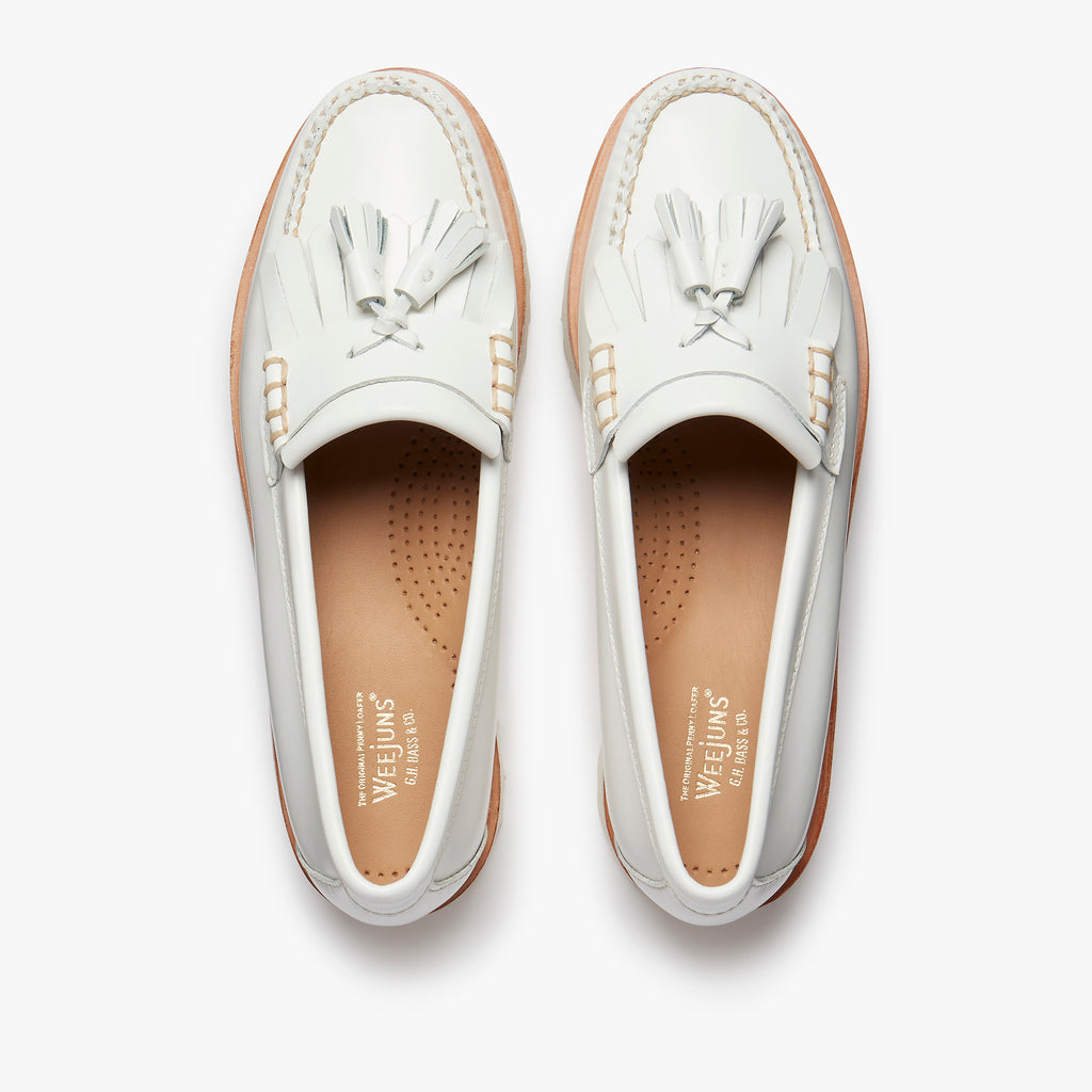 Womens White Loafers With Tassels White Leather Loafers –