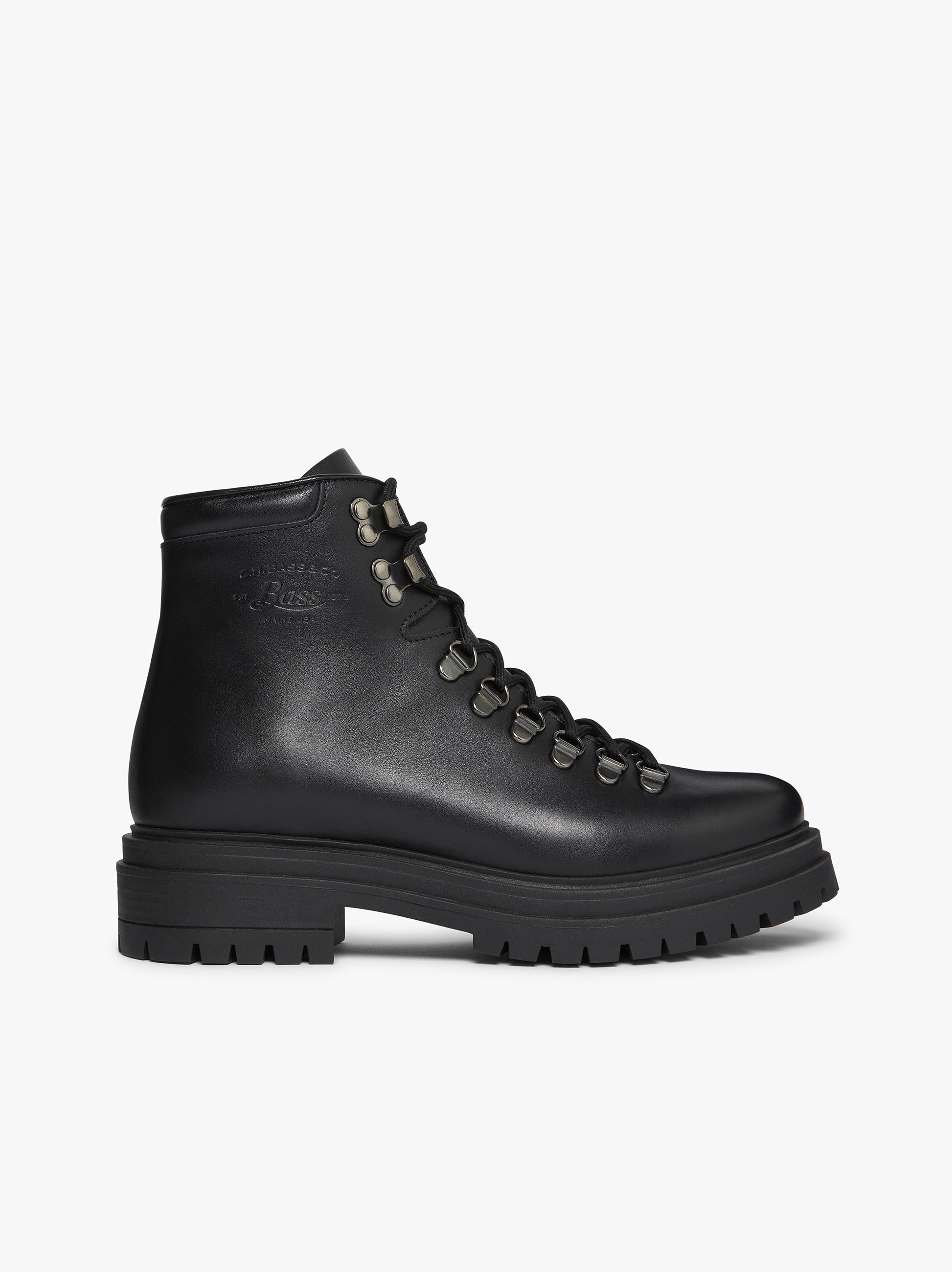 Womens Black Leather Hiker Boots Womens Black Hiker Boots G.H.BASS 1876