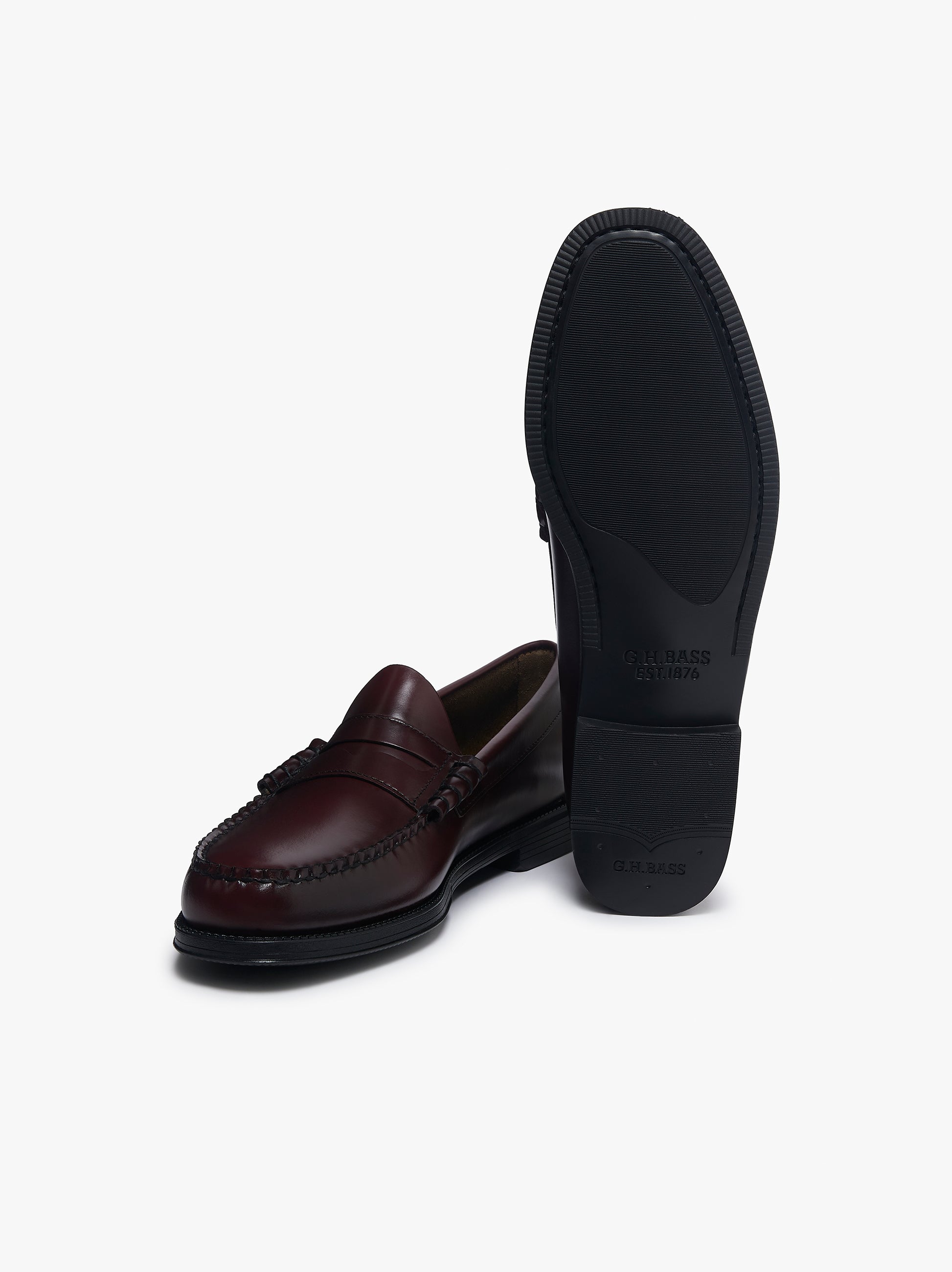 Easy Weejuns Larson Flag Penny Loafers In A Rich Wine Leather