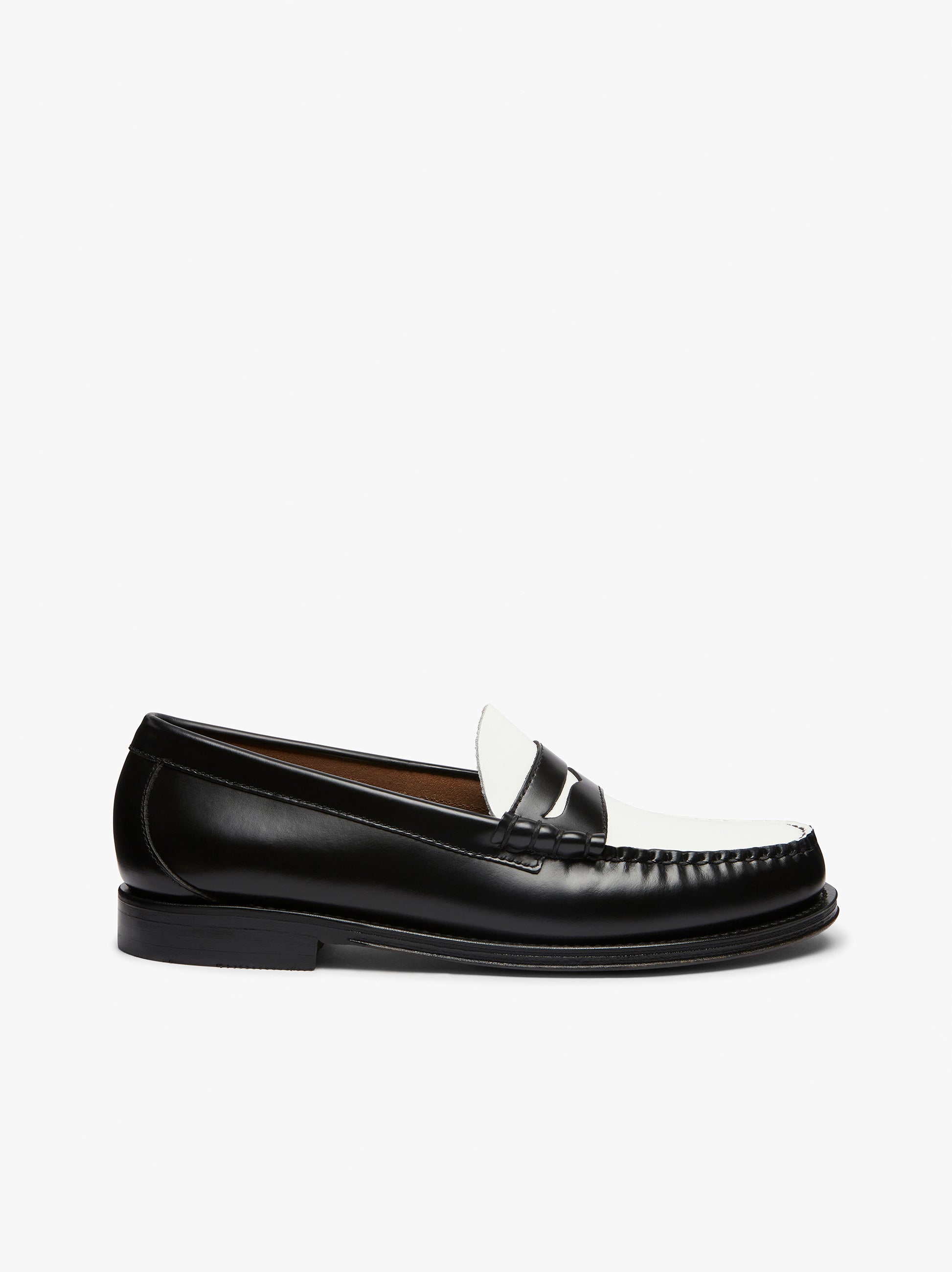 Mens Weejuns Larson Penny Loafers In Black And White