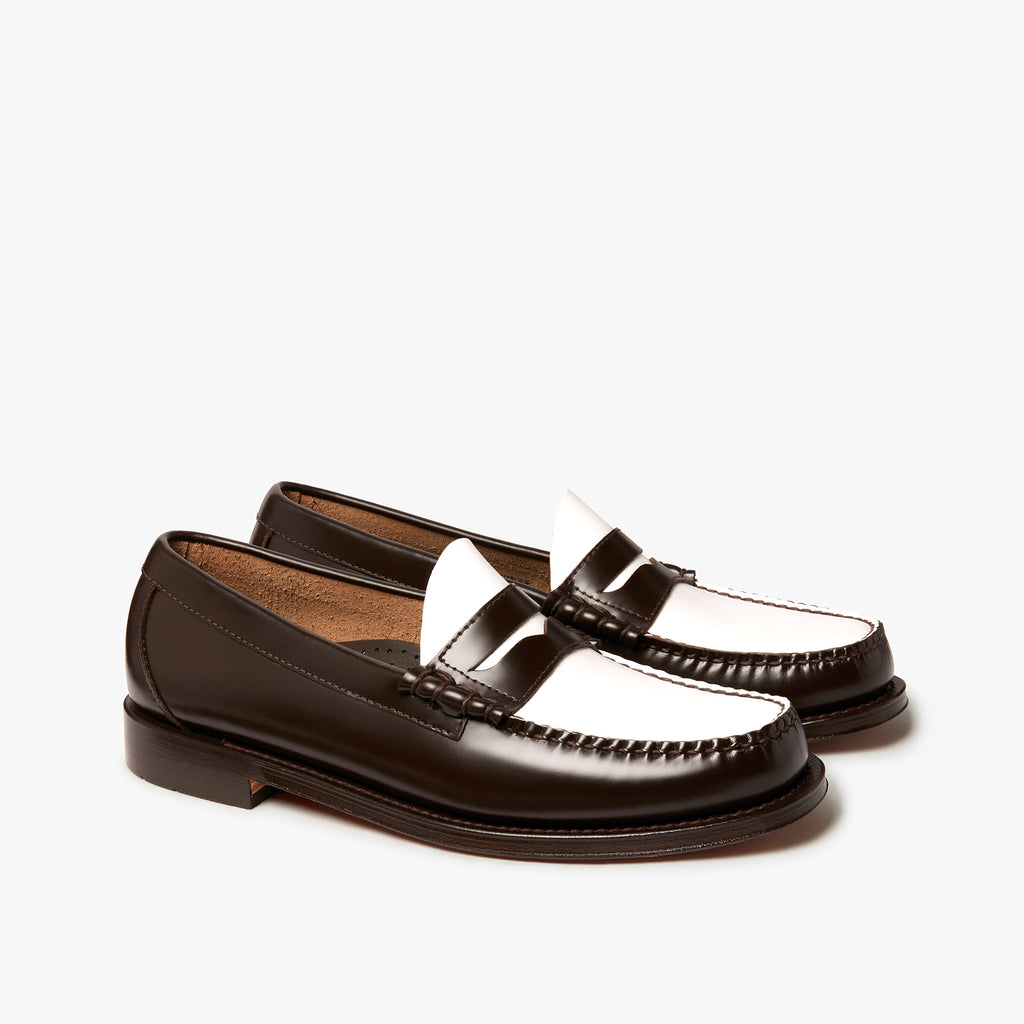 Mens Weejuns Larson Penny Loafers In Dark Brown And White - G.H.BASS â G.H.BASS 1876