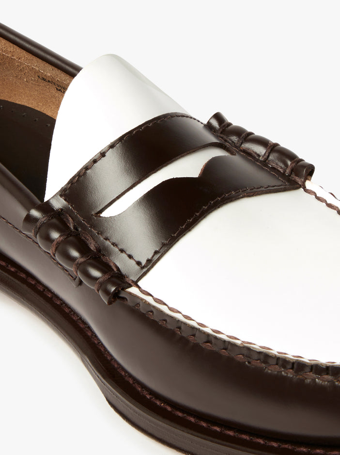 Mens Weejuns Larson Penny Loafers In Dark Brown And White - G.H.BASS â G.H.BASS 1876