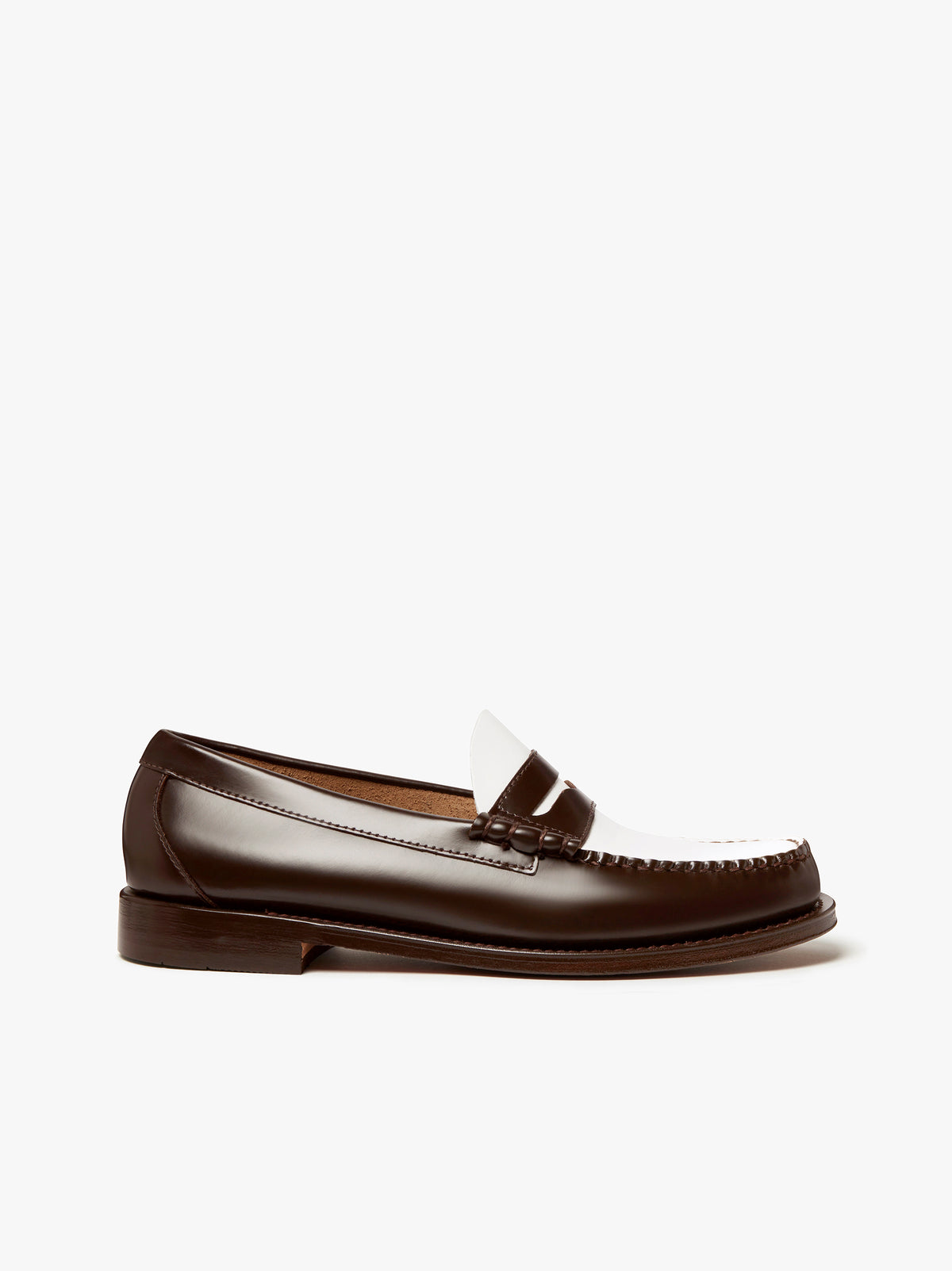 G.H. Bass & Co. Two-Tone Brown and White Penny Loafers 14 WILDE Chestnut Brown & White Leather Penny Loafer For Men  main image 4