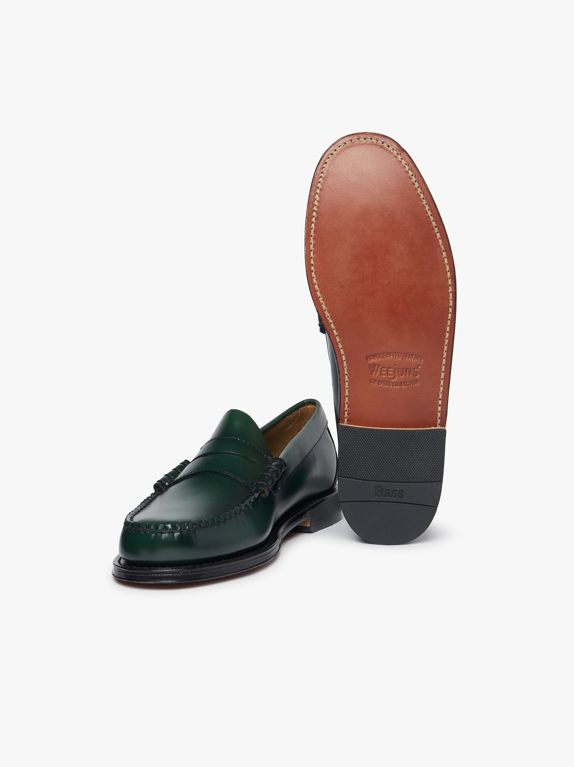 The Weejuns Larson Penny Loafers In Striking Green Leather - G.H.
