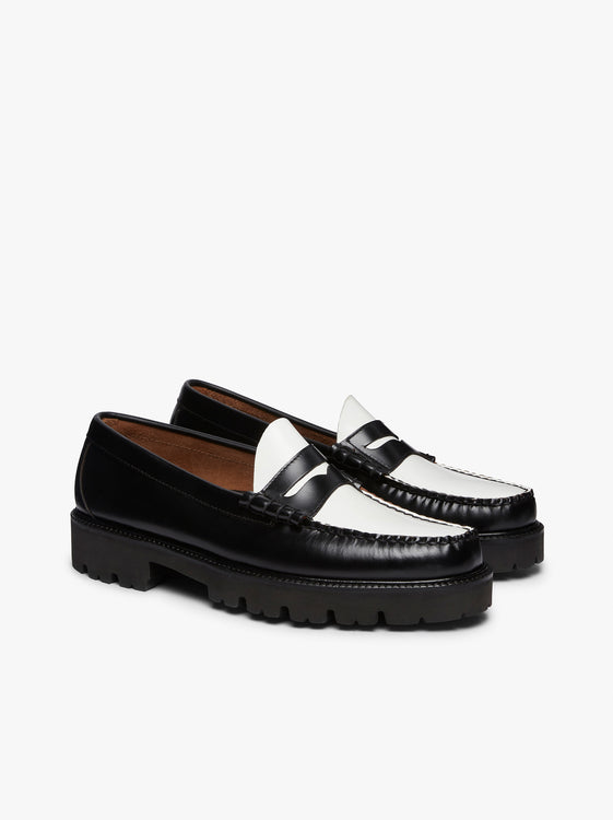 Mens Black And White Leather Loafers Black And White Loafers G.H