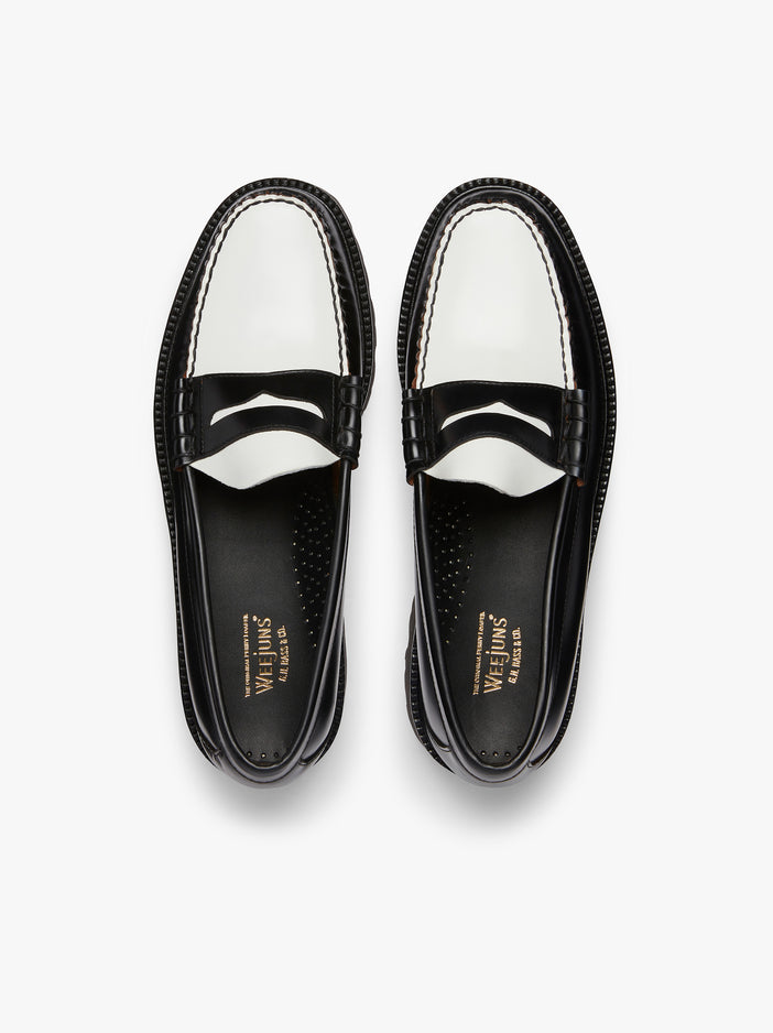 Mens Black And White Leather Loafers Black And White Loafers G.H.BASS 1876