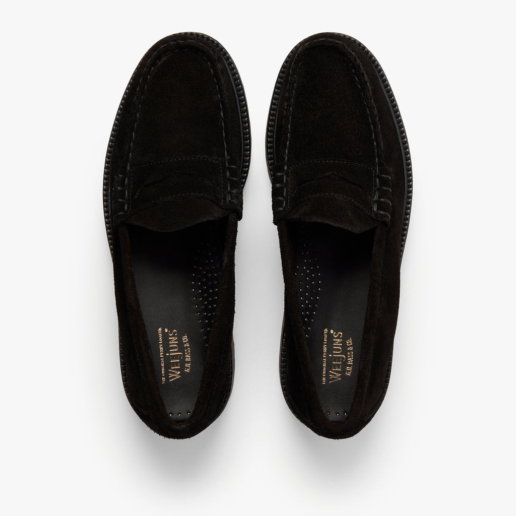 Mens Black Suede Loafers | Black Suede Penny Loafers – G.H.BASS 1876