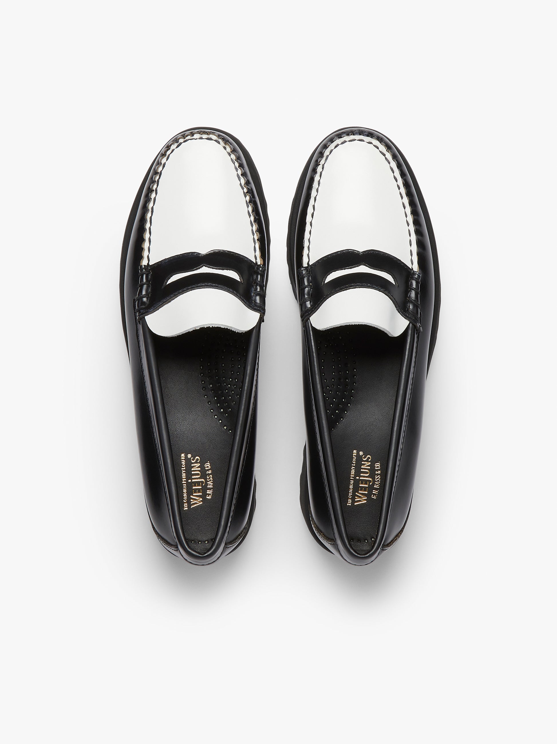 Penny loafers black and sales white