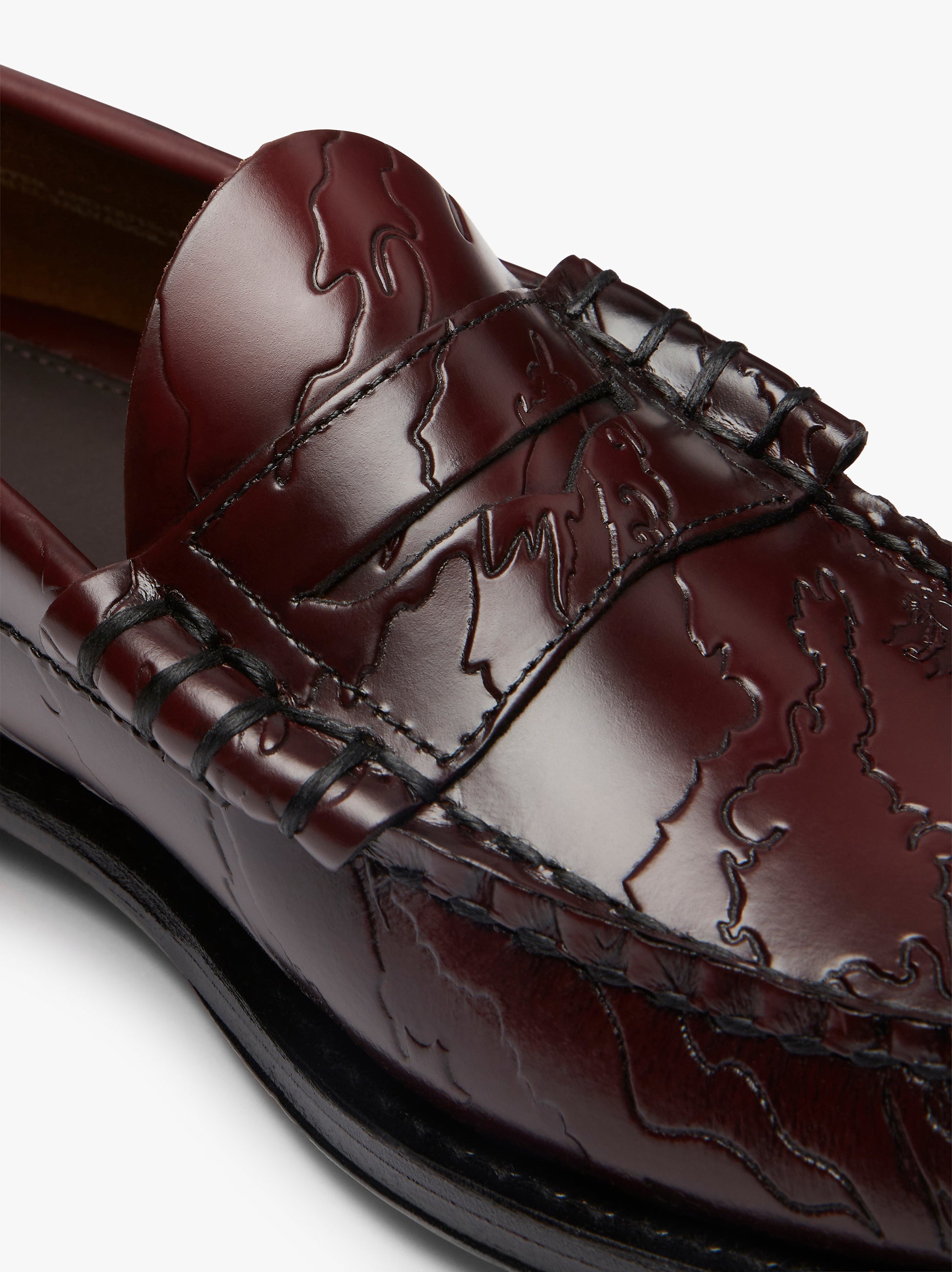 G.H.Bass x Maharishi Larson Penny Loafers Wine Embossed